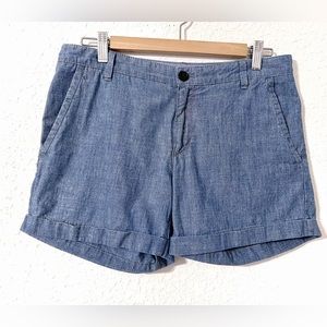 Banana Republic Womens Chambray Blue City Chino Mid Rise Shorts Size 4